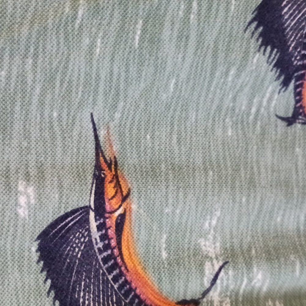 Island Fever pique polo - 1XB - green w marlin print - Picture 5 of 5